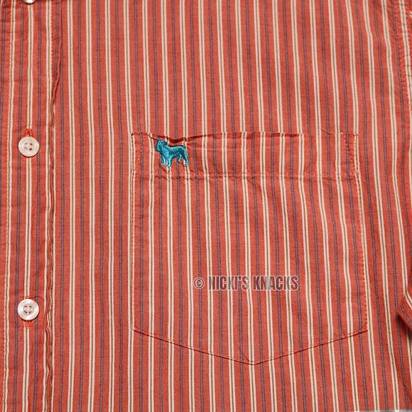 Aeropostale Orange White Striped Button Down Shirt Casual Preppy Size L - Picture 3 of 7